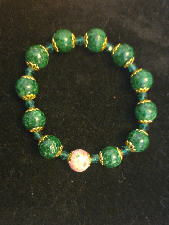 Jewelry - Buddha Stones Green Liuli Glass Blessings Bracelet